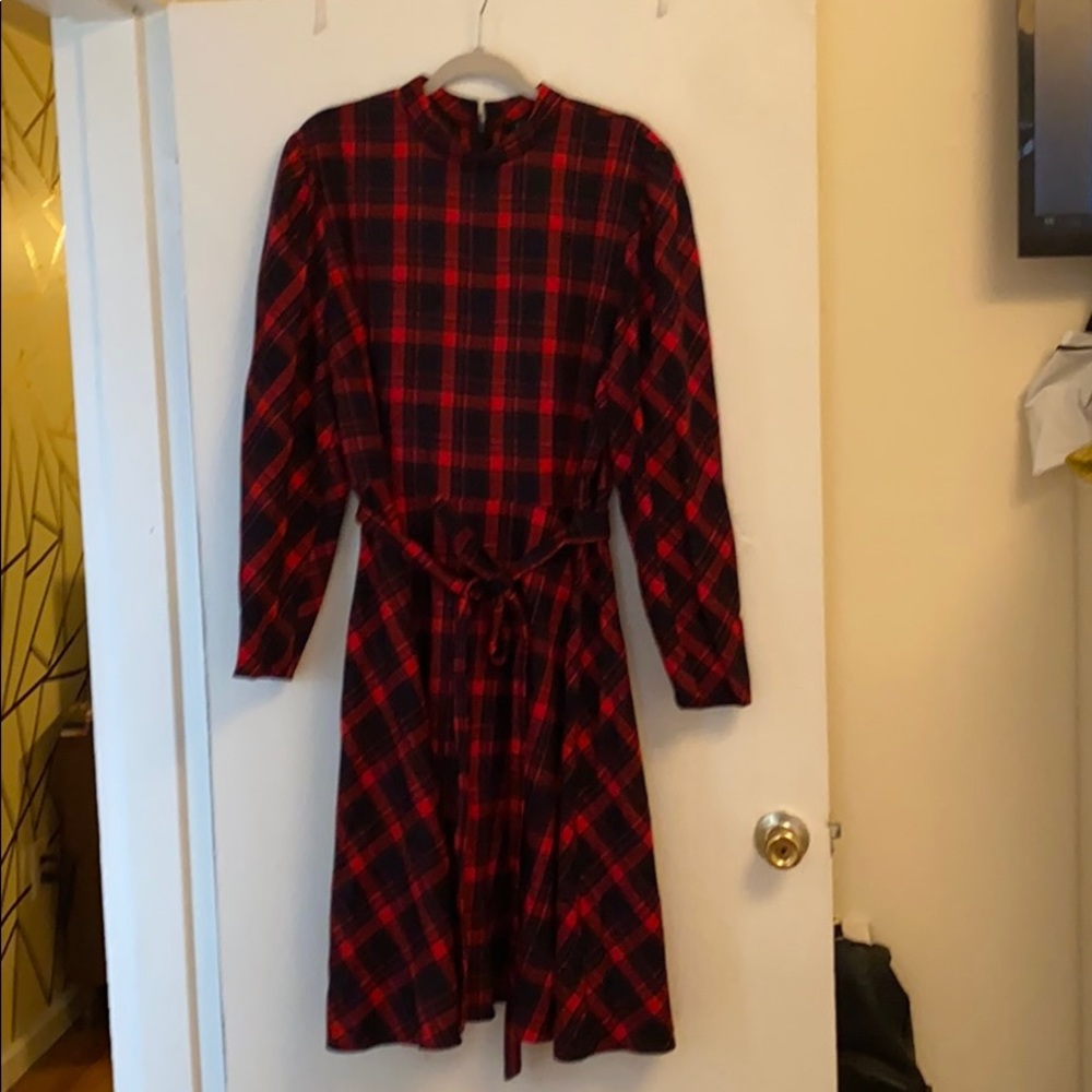 Plaid high neck dress